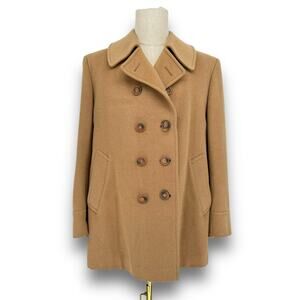 Vintage Aquascutum London Double Breasted Wool Pea Coat Flannel Lining Men's 42R